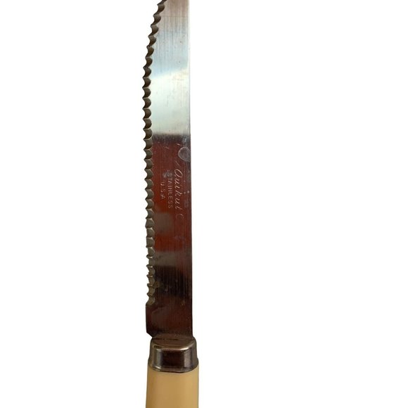 Quikut Kitchen Knives (Set of 6) Steak Ivory/Cream Handle 4" Blade Vintage READ - Picture 3 of 3